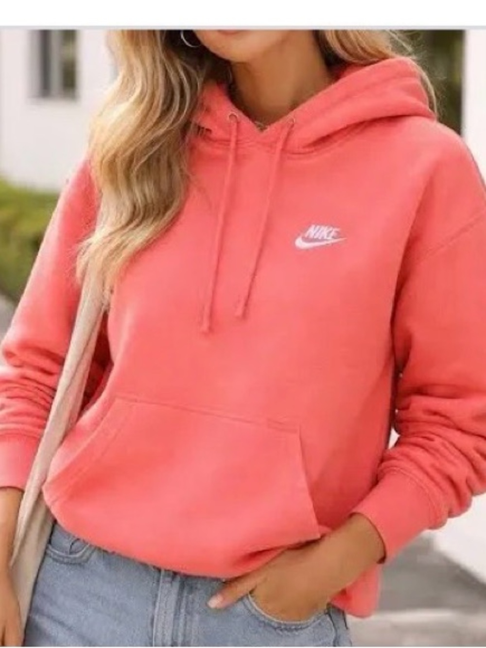 Nike Pink Pullover Hoodie with White Swoosh